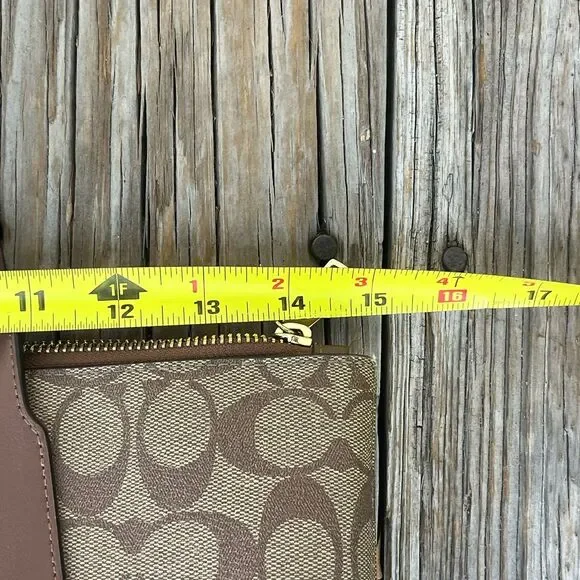 Coach Brown Coated Canvas Zip Top Tote Bag 4455 Leather - Picture 7 of 8